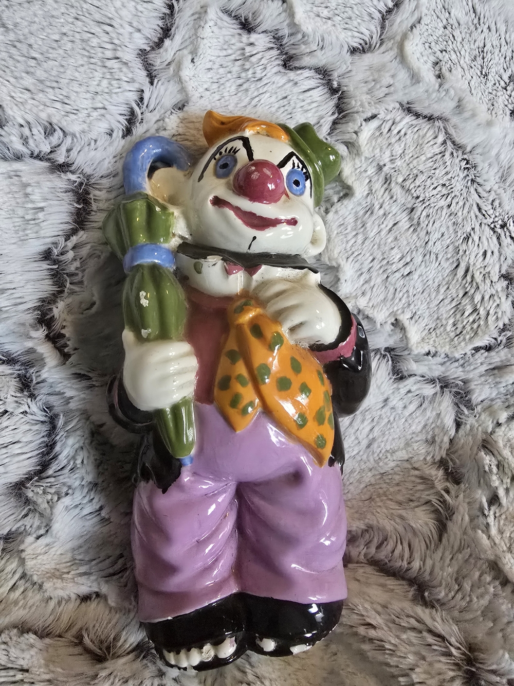 Vintage Chippy Ceramic Painted Clown 7"